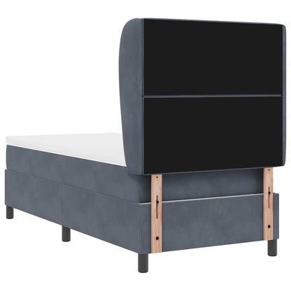 Postel S Boxspringem S Matrací Tmavě Šedá 200 X 90 Cm Samet