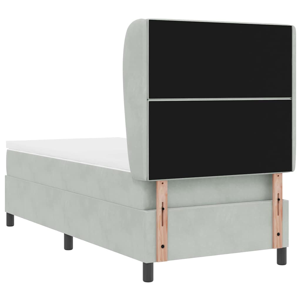 Postel S Boxspringem S Matrací Světle Šedá 200 X 100 Cm Samet