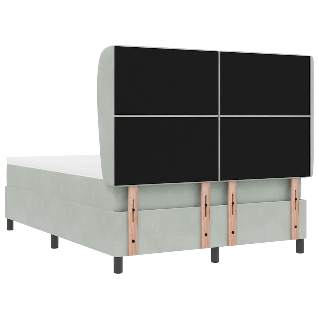 Postel S Boxspringem S Matrací Světle Šedá 200 X 140 Cm Samet