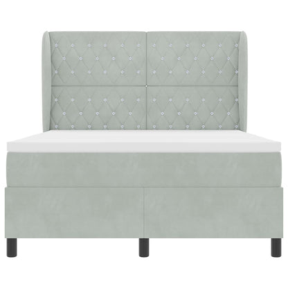 Postel S Boxspringem S Matrací Světle Šedá 200 X 140 Cm Samet