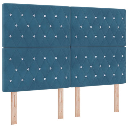 Postel S Boxspringem S Matrací Tmavě Modrá 200 X 140 Cm Samet
