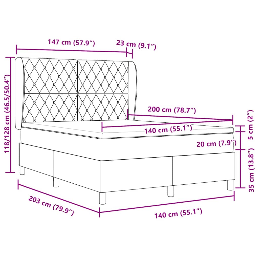 Postel S Boxspringem S Matrací Tmavě Modrá 200 X 140 Cm Samet