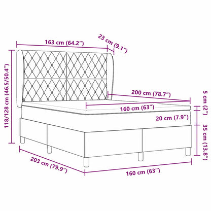Postel S Boxspringem S Matrací Světle Šedá 200 X 160 Cm Samet