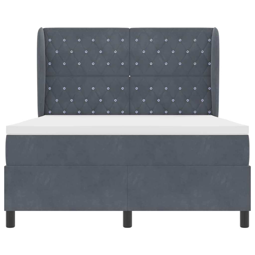 Postel S Boxspringem S Matrací Tmavě Šedá 200 X 160 Cm Samet