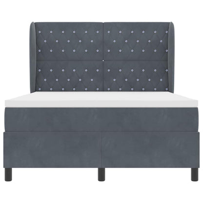Postel S Boxspringem S Matrací Tmavě Šedá 200 X 160 Cm Samet