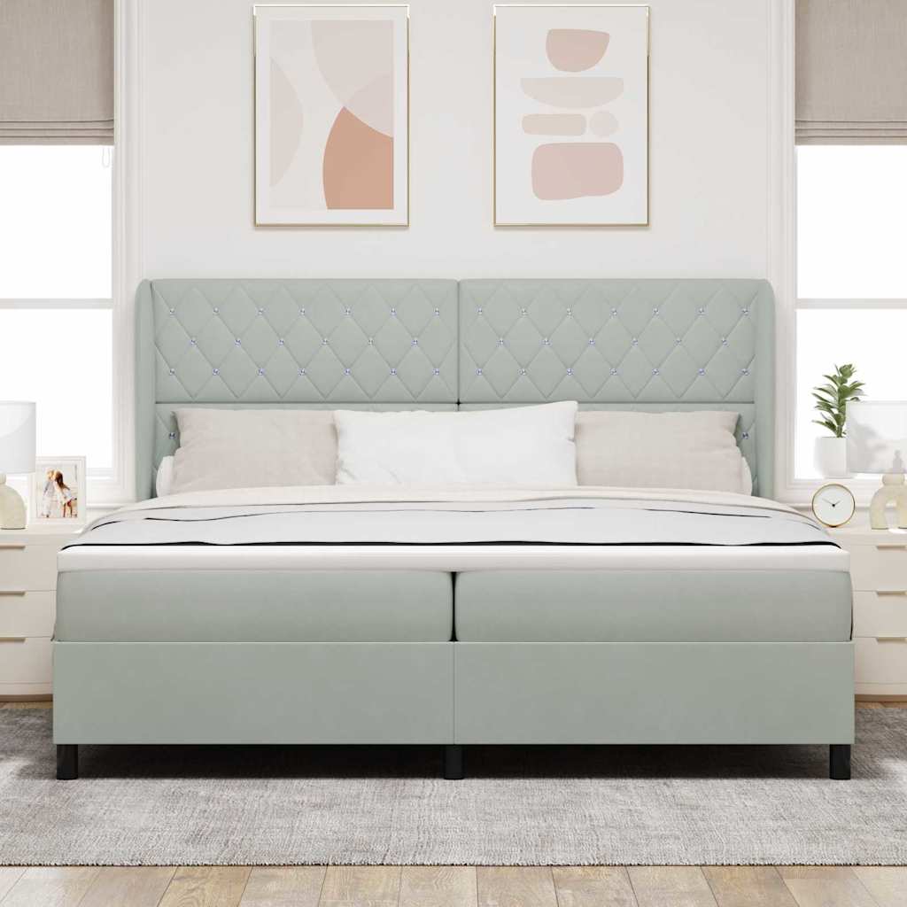 Postel S Boxspringem S Matrací Světle Šedá 200 X 200 Cm Samet