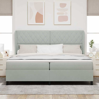 Postel S Boxspringem S Matrací Světle Šedá 200 X 200 Cm Samet