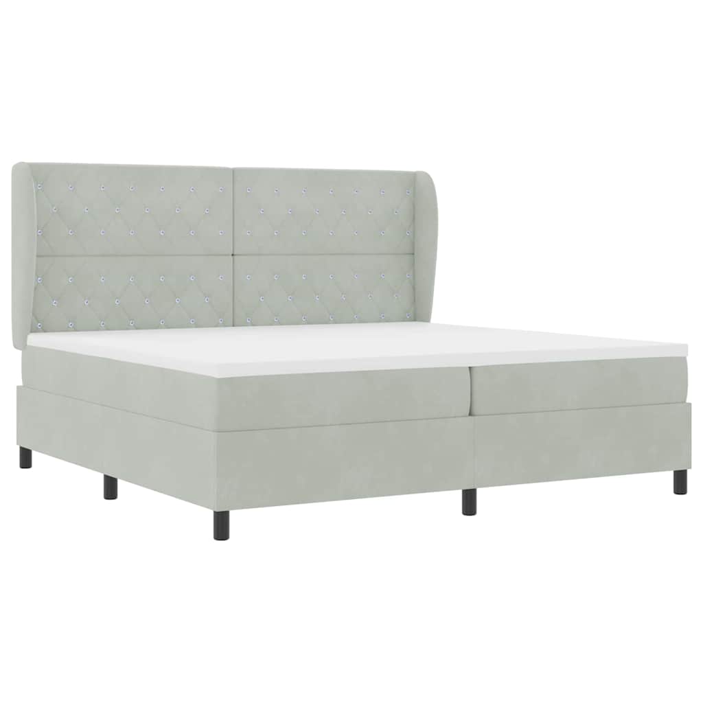 Postel S Boxspringem S Matrací Světle Šedá 200 X 200 Cm Samet