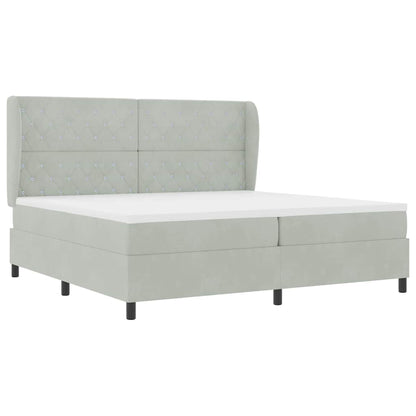 Postel S Boxspringem S Matrací Světle Šedá 200 X 200 Cm Samet