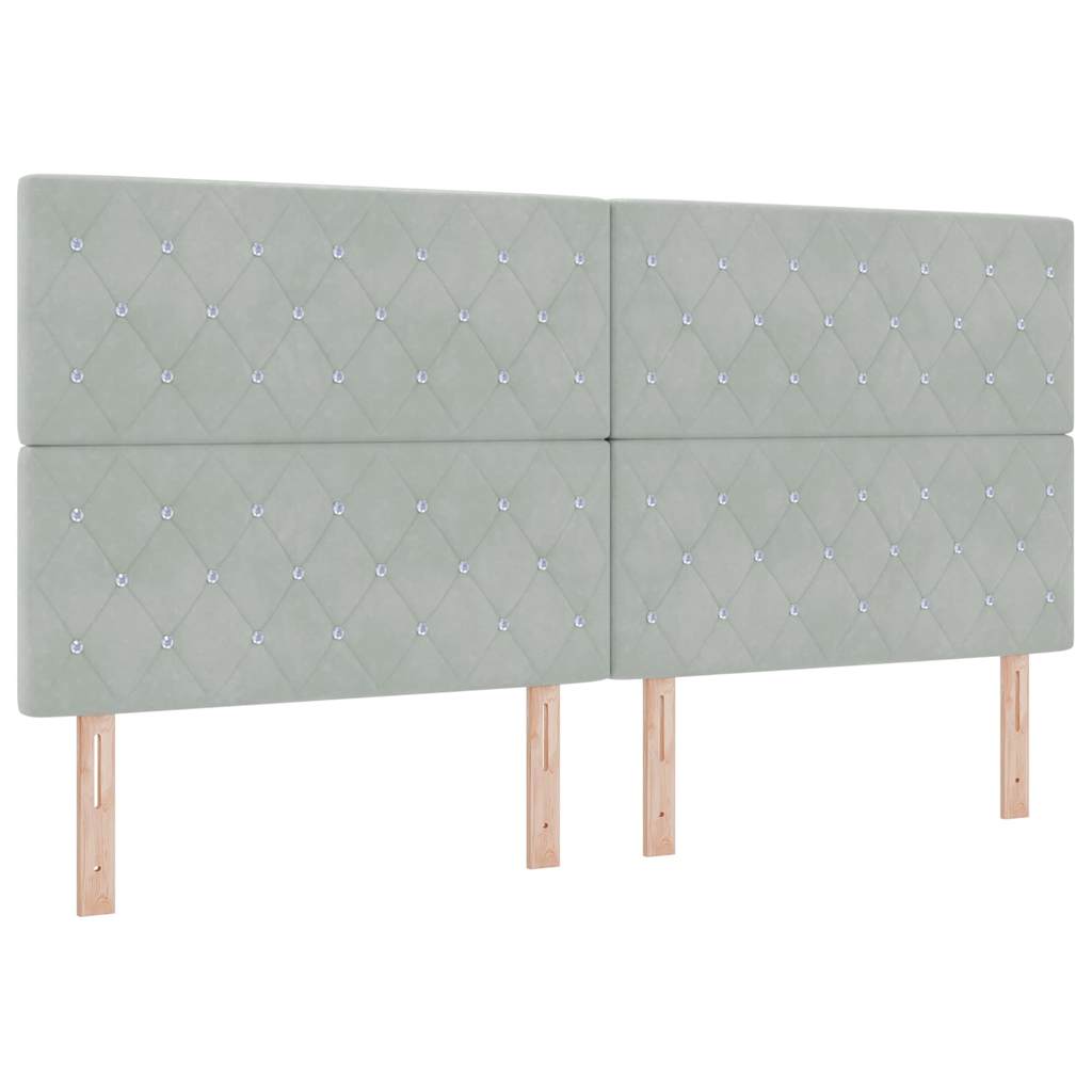 Postel S Boxspringem S Matrací Světle Šedá 200 X 200 Cm Samet
