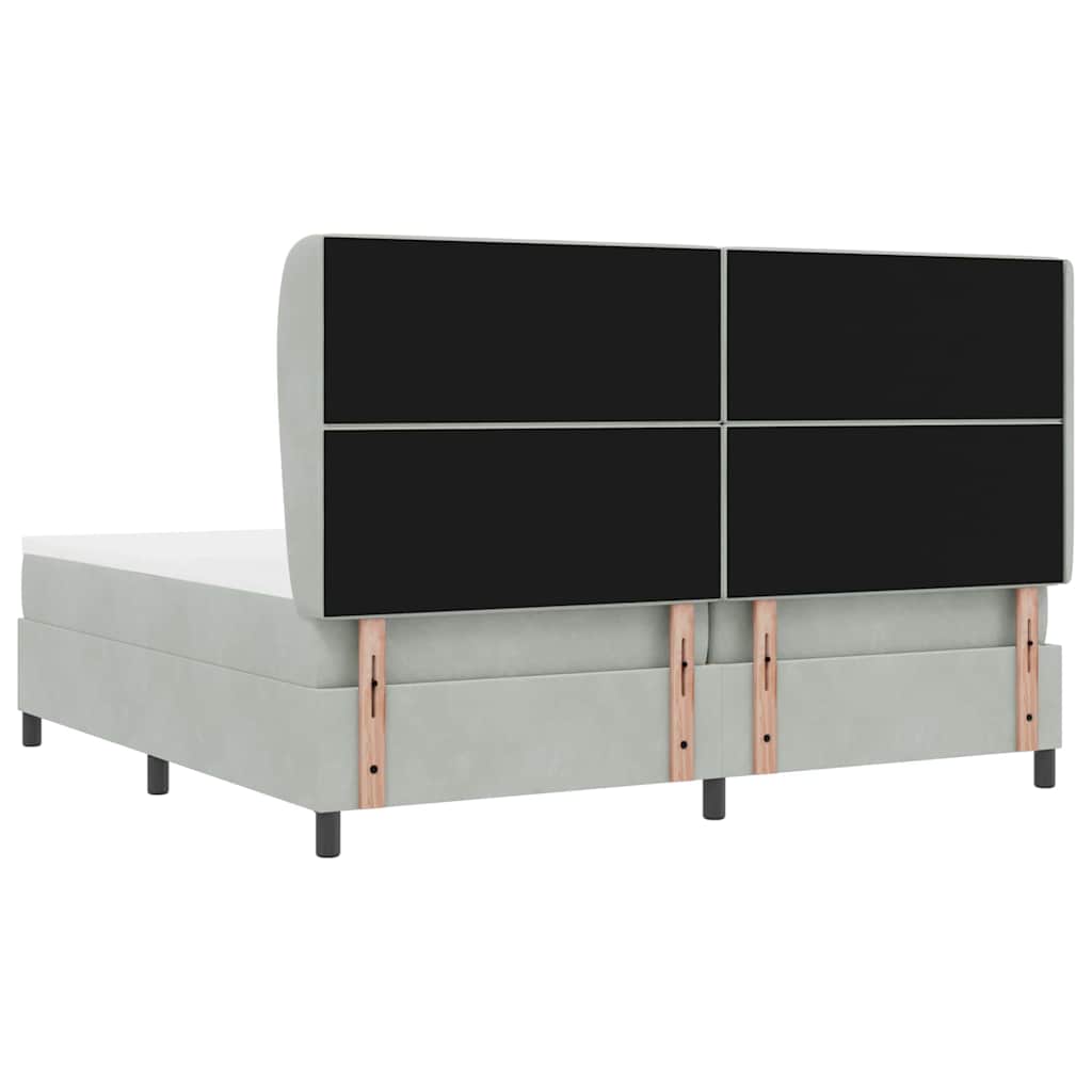 Postel S Boxspringem S Matrací Světle Šedá 200 X 200 Cm Samet