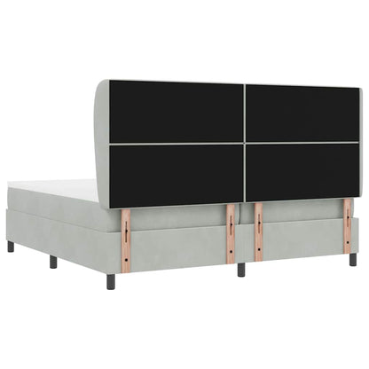 Postel S Boxspringem S Matrací Světle Šedá 200 X 200 Cm Samet