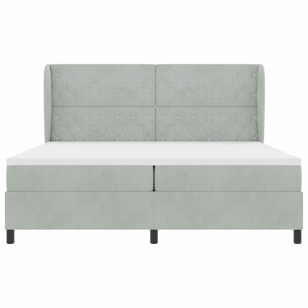 Postel S Boxspringem S Matrací Světle Šedá 200 X 200 Cm Samet