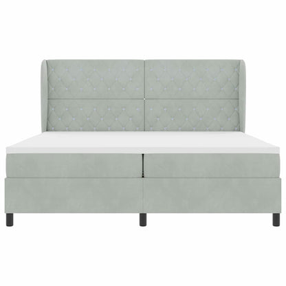 Postel S Boxspringem S Matrací Světle Šedá 200 X 200 Cm Samet