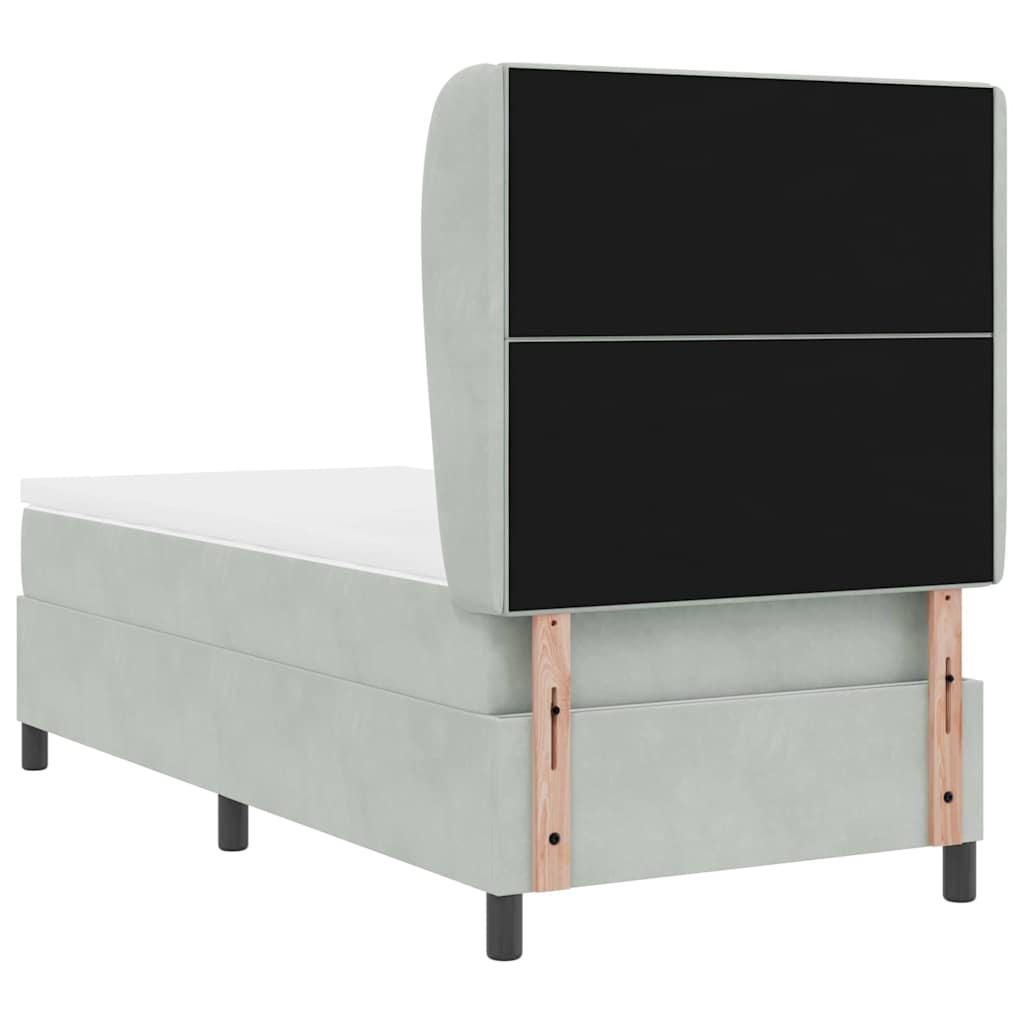 Postel S Boxspringem S Čelo Světle Šedá 200 X 80 Cm Samet