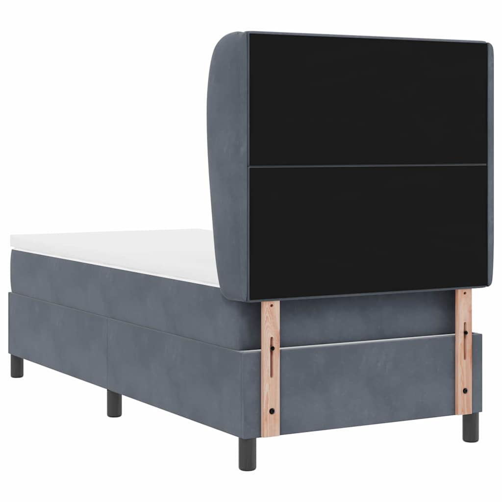 Postel S Boxspringem S Čelo Tmavě Šedá 200 X 80 Cm Samet