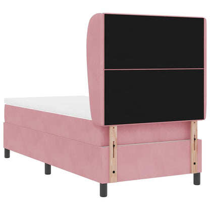 Postel S Boxspringem S Čelo Růžová 200 X 80 Cm Samet