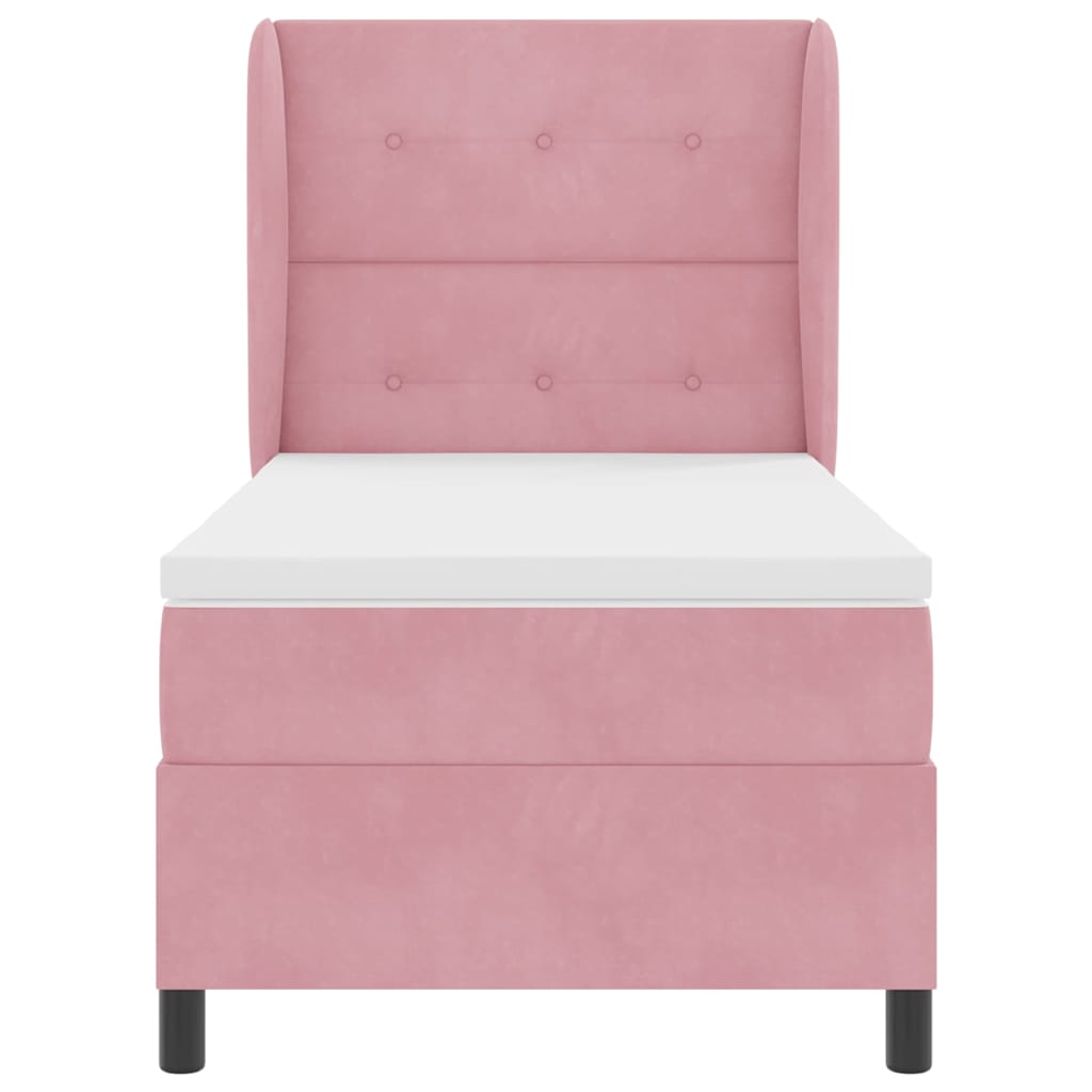 Postel S Boxspringem S Čelo Růžová 200 X 80 Cm Samet