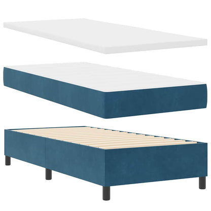 Postel S Boxspringem S Čelo Tmavě Modrá 200 X 90 Cm Samet