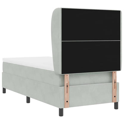 Postel S Boxspringem S Čelo Světle Šedá 200 X 100 Cm Samet