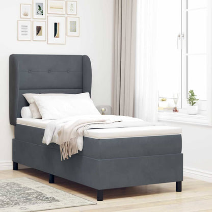 Postel S Boxspringem S Čelo Tmavě Šedá 200 X 100 Cm Samet
