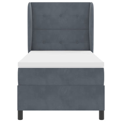 Postel S Boxspringem S Čelo Tmavě Šedá 200 X 100 Cm Samet