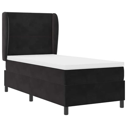 Postel S Boxspringem S Čelo Černý 200 X 100 Cm Samet