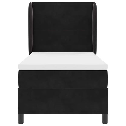 Postel S Boxspringem S Čelo Černý 200 X 100 Cm Samet