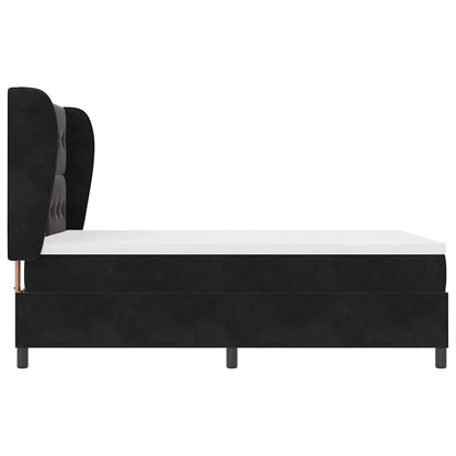 Postel S Boxspringem S Čelo Černý 190 X 140 Cm Samet