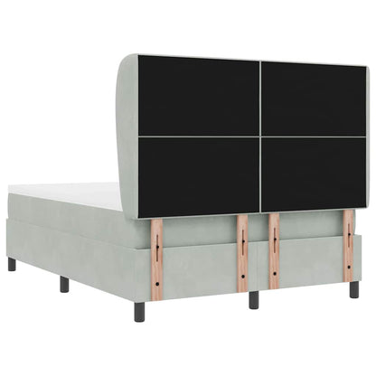Postel S Boxspringem S Čelo Světle Šedá 200 X 140 Cm Samet