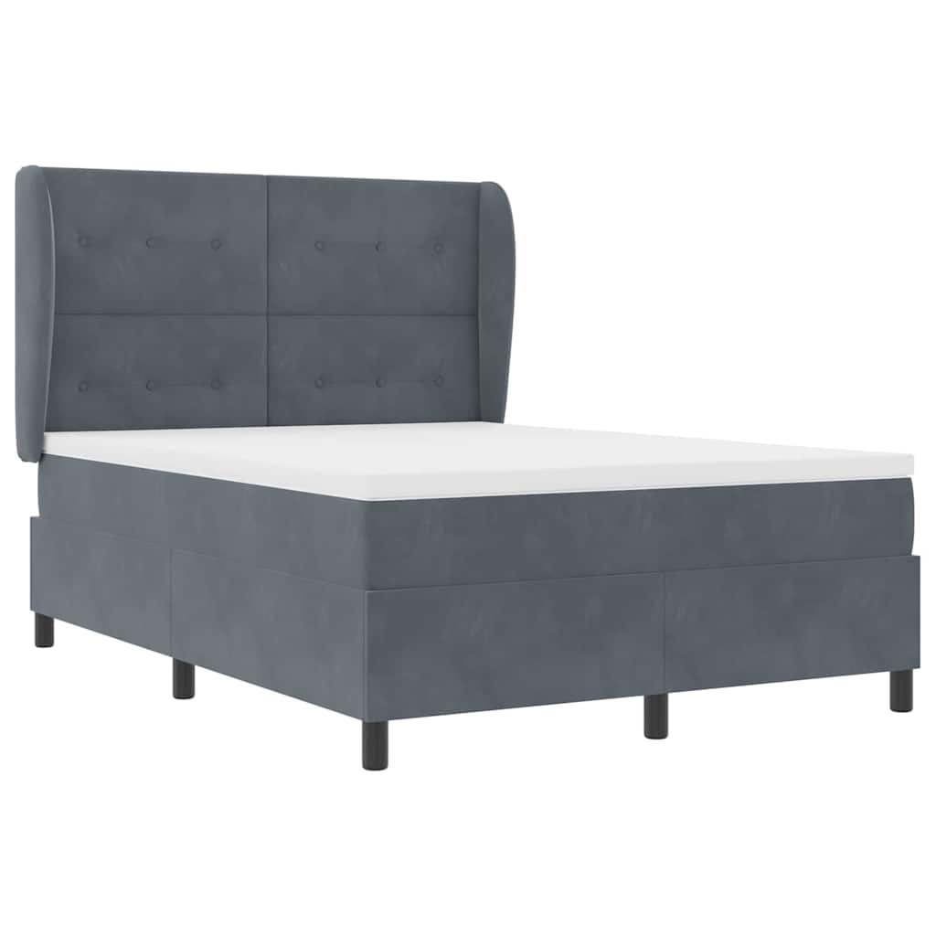 Postel S Boxspringem S Čelo Tmavě Šedá 200 X 140 Cm Samet