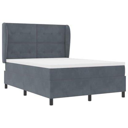 Postel S Boxspringem S Čelo Tmavě Šedá 200 X 140 Cm Samet
