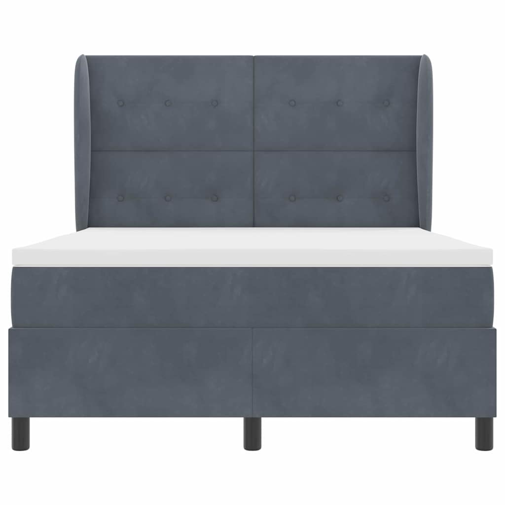 Postel S Boxspringem S Čelo Tmavě Šedá 200 X 140 Cm Samet