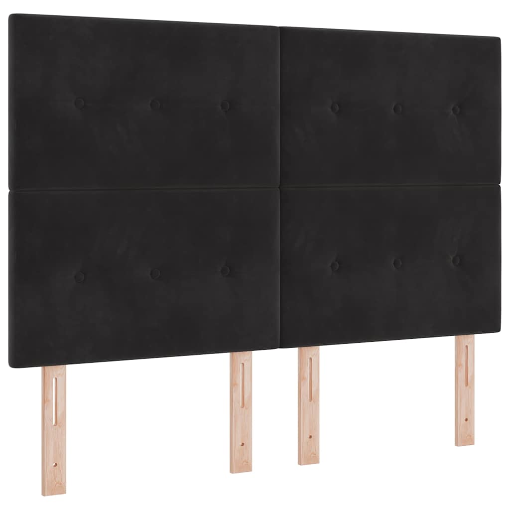 Postel S Boxspringem S Čelo Černý 200 X 140 Cm Samet