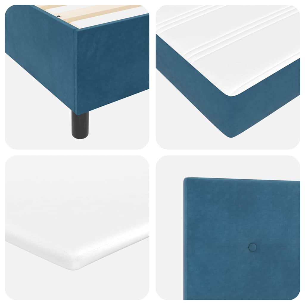 Postel S Boxspringem S Čelo Tmavě Modrá 200 X 140 Cm Samet
