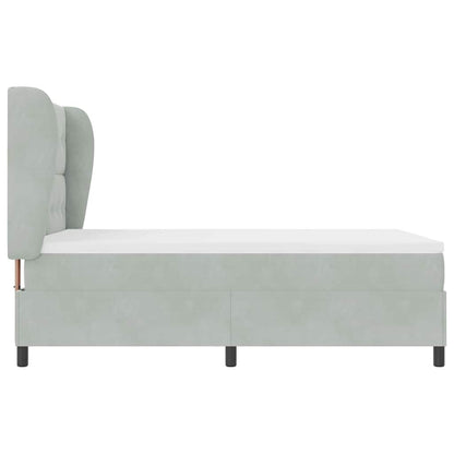 Postel S Boxspringem S Čelo Světle Šedá 200 X 160 Cm Samet