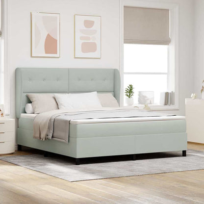Postel S Boxspringem S Čelo Světle Šedá 200 X 180 Cm Samet