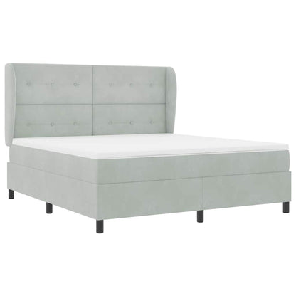 Postel S Boxspringem S Čelo Světle Šedá 200 X 180 Cm Samet