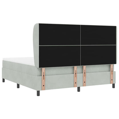 Postel S Boxspringem S Čelo Světle Šedá 200 X 180 Cm Samet