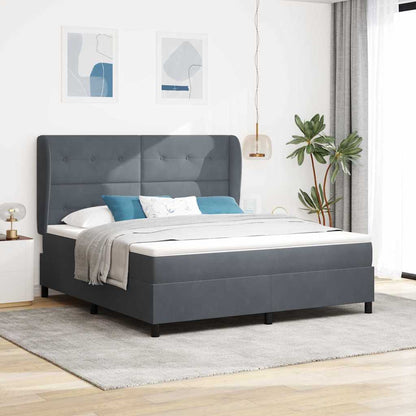 Postel S Boxspringem S Polštářem Tmavě Šedá 200 X 180 Cm Samet