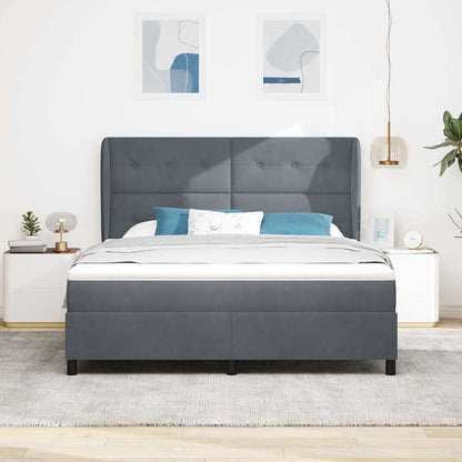 Postel S Boxspringem S Polštářem Tmavě Šedá 200 X 180 Cm Samet