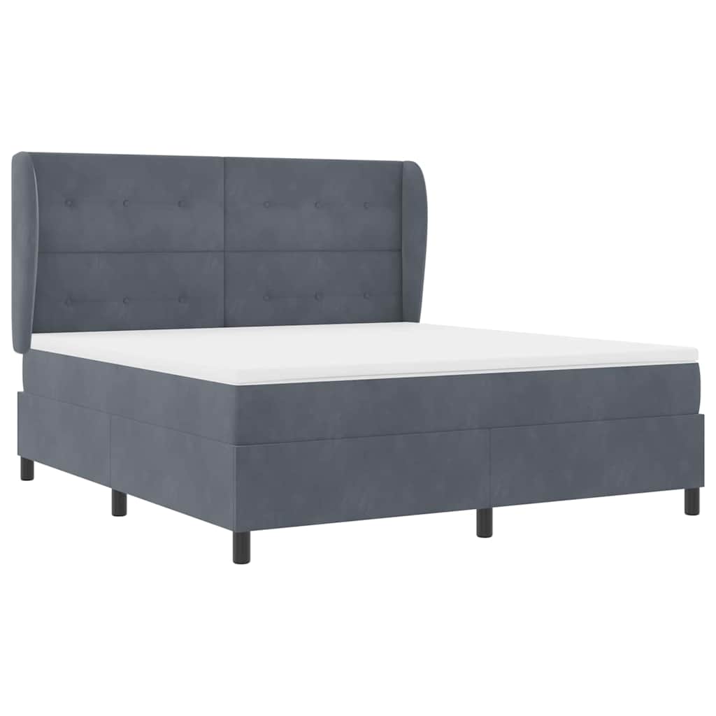 Postel S Boxspringem S Polštářem Tmavě Šedá 200 X 180 Cm Samet