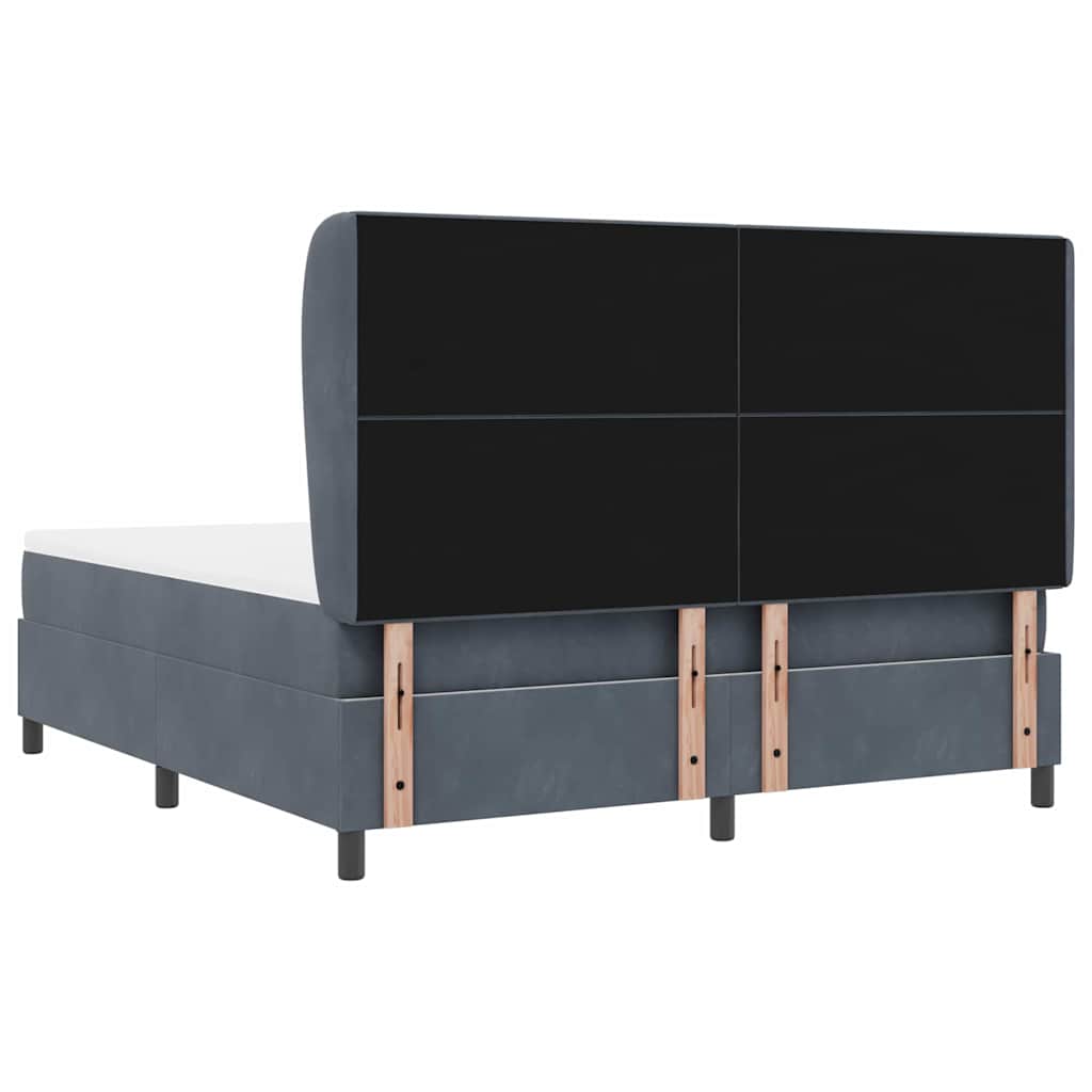 Postel S Boxspringem S Polštářem Tmavě Šedá 200 X 180 Cm Samet