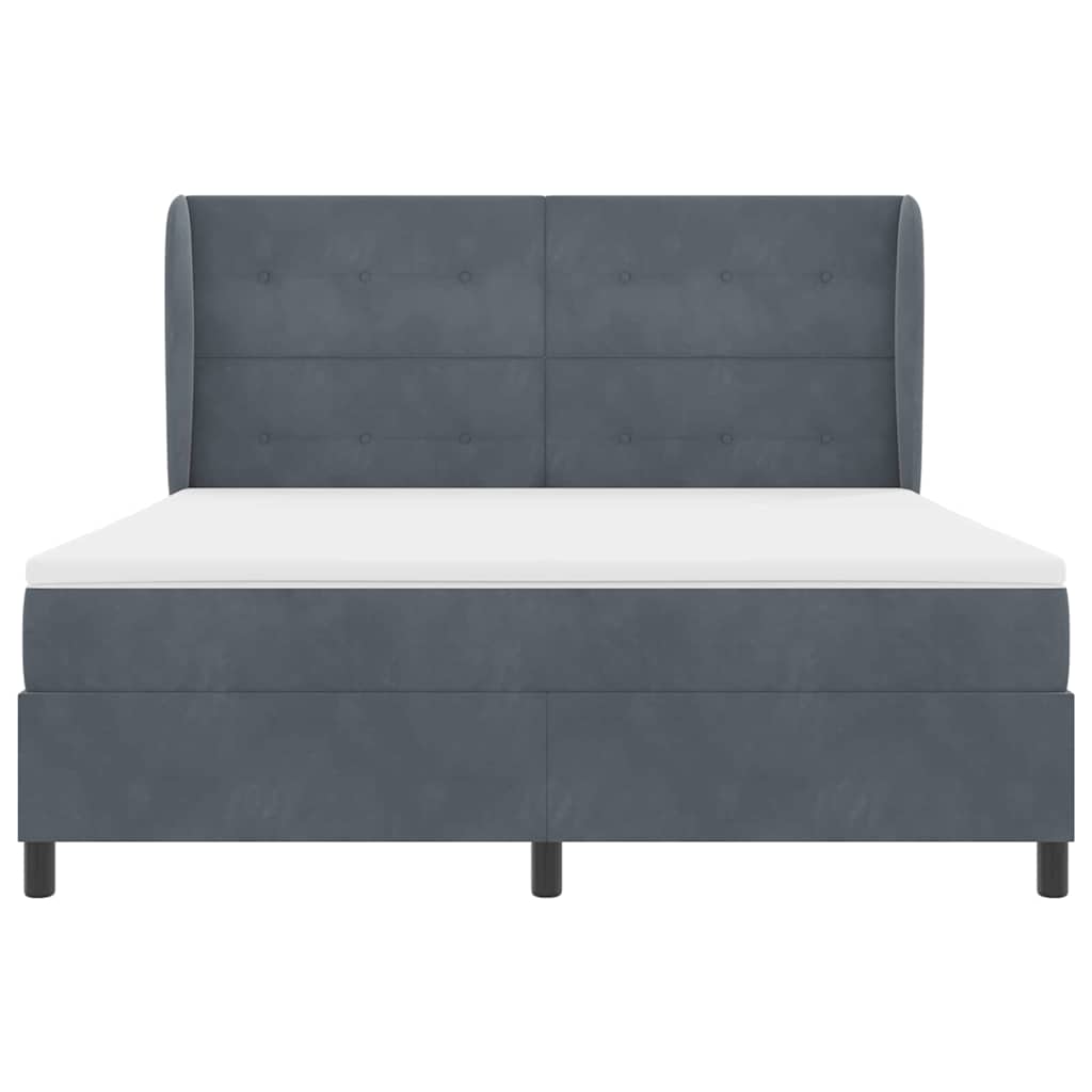 Postel S Boxspringem S Polštářem Tmavě Šedá 200 X 180 Cm Samet