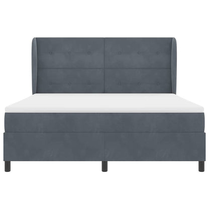 Postel S Boxspringem S Polštářem Tmavě Šedá 200 X 180 Cm Samet
