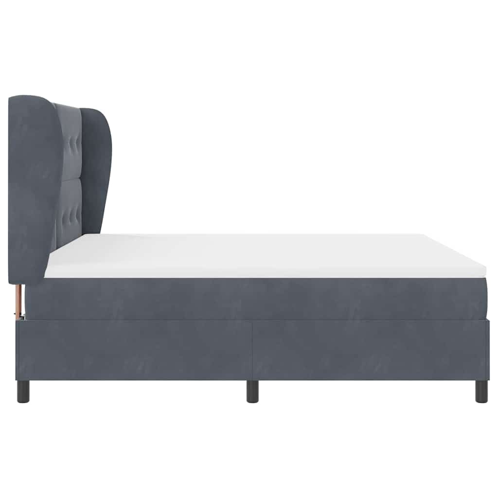 Postel S Boxspringem S Polštářem Tmavě Šedá 200 X 180 Cm Samet