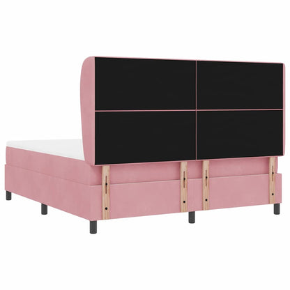 Postel S Boxspringem S Čelo Růžová 200 X 180 Cm Samet