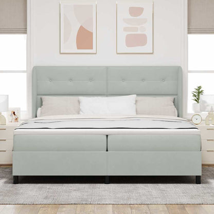 Postel S Boxspringem S Čelo Světle Šedá 200 X 200 Cm Samet