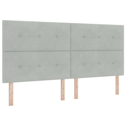 Postel S Boxspringem S Čelo Světle Šedá 200 X 200 Cm Samet