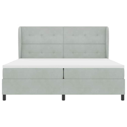 Postel S Boxspringem S Čelo Světle Šedá 200 X 200 Cm Samet